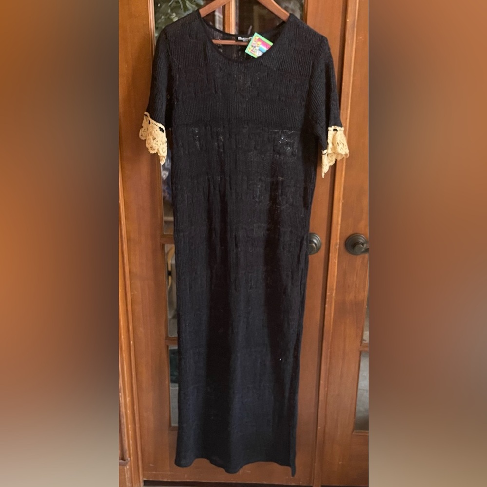 Basically Me Crocheted Long Swim Cover Up with side slits Made in the USA